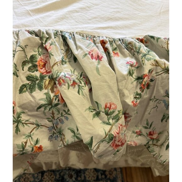 Vtg Ralph Lauren Floral Pewter Toulouse Bed Skirt Full Country Chic rare Read - Picture 2 of 15